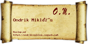 Ondrik Miklós névjegykártya