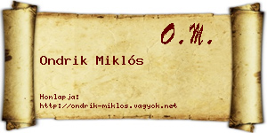 Ondrik Miklós névjegykártya
